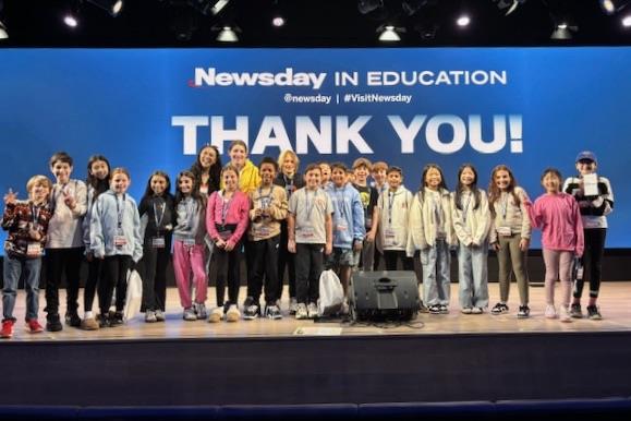  Harbor Hill students during their Newsday visit